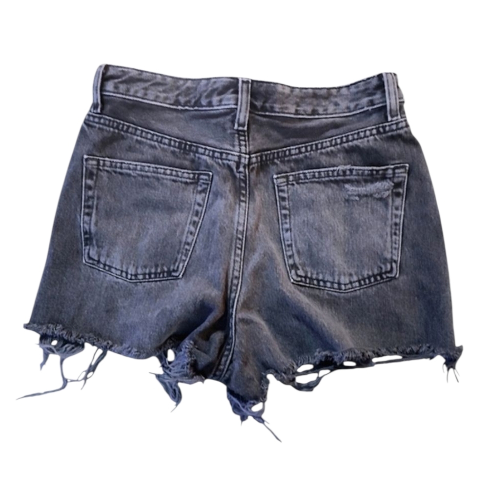 Topshop Blue Jean Shorts Distressed High-Waisted - Picture 3 of 5